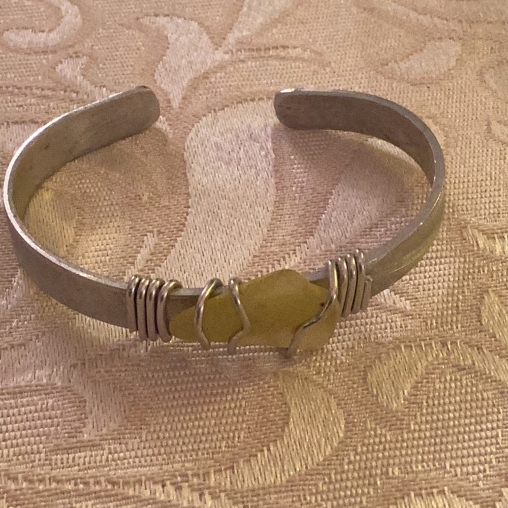 Silver and Yellow Stone Bracelet
